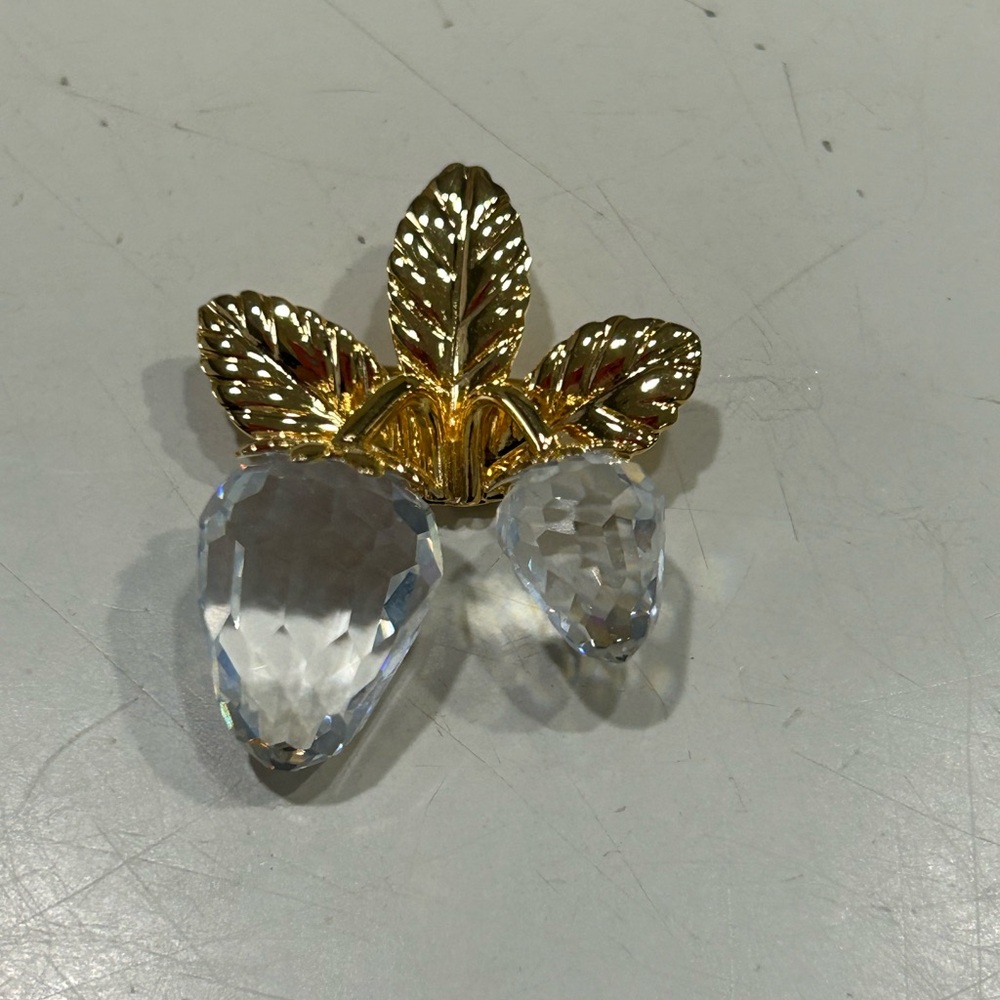Vintage Swarovski Crystal Berries and Leaves Brooch